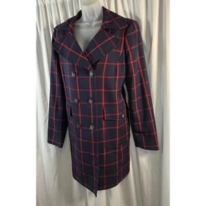 The Limited Window Pane Lined Lightweight Peacoat, Blue & Red, Sz: M, 80-26